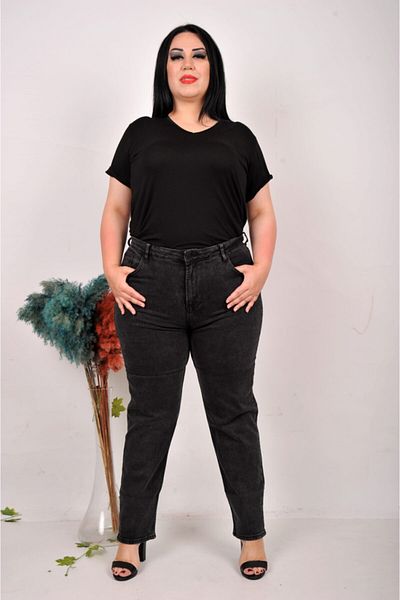 cracpot Black Battalone High Waist Lycra Mom Trousers (Belt Included)