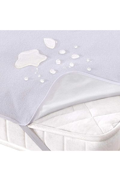 MT Water and Liquid Proof White Mattress Pad with Rubber Edge