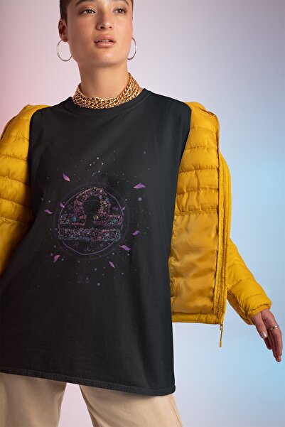 ErTaPassage Zodiacul Balanții Negre cu imprimeu Femeie tricou - T5490371