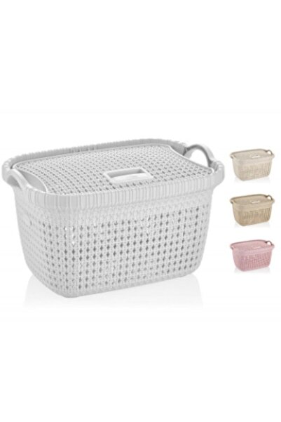 Rio Beyaz Kapaklı Çamaşır Sepeti 30 lt