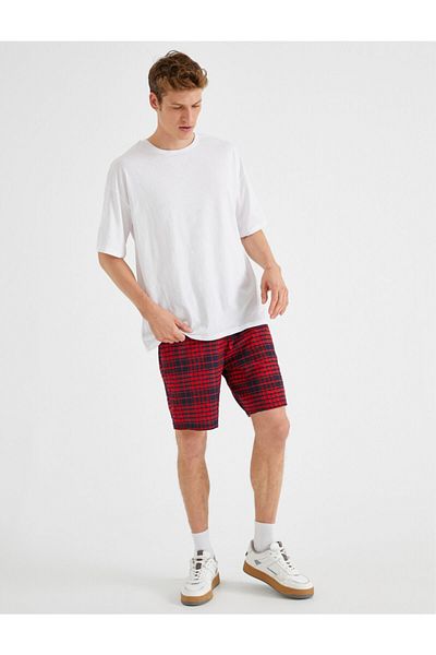 Koton Men's Red Plaid Shorts & Bermudas