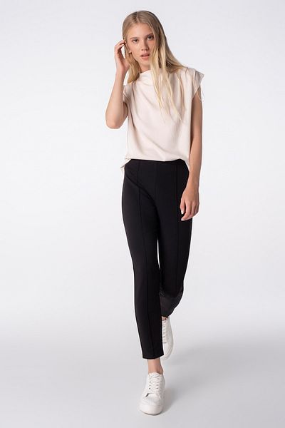 Re-clo Sonnet, Organic Fabric, Skinny Leg, Ribbed Black Trousers