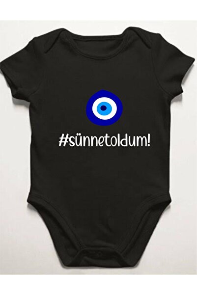 venüsdijital Sünnet Oldum Baskılı Siyah Zıbın