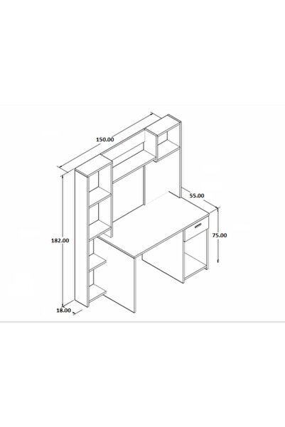Bicabin Estina Helen Dolaplı Çekmeceli Raflı Çalışma Masası
