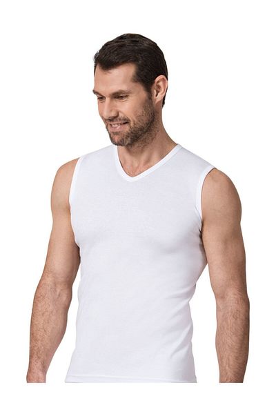 Namaldı Kuzey Underwear Namaldi 118 Rib Ανδρικό κορμάκι με λαιμόκοψη σε λευκό εσώρουχο (3 τεμ.)