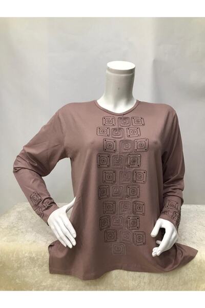 Nacar Taşlı Penye Bluz