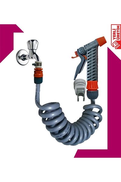 PLASYAY Spiral Balcony Vehicle Patio Washing Hose Set 1.5 Meters Special Gray
