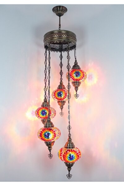 STN Neyazı Mozaık 5lu Avize