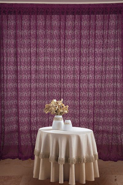AKÇA TEKSTİL Shawl Purple Color Single Wing Ready-made Planted Pleated Background Curtain 300*260 Cm