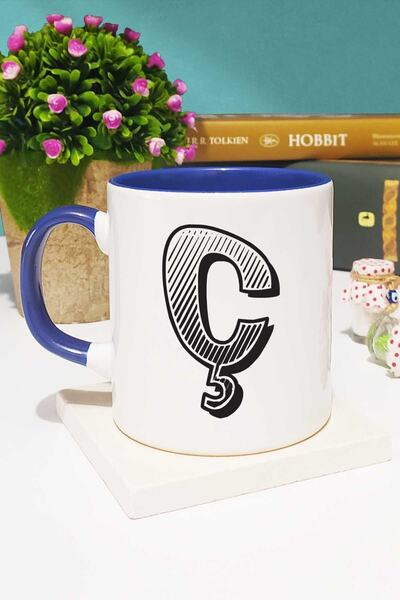 Hedizu Letter Designed C Letter Mug Cup Navy Blue