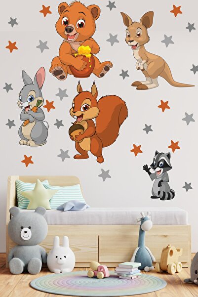 Echo Home مجموعة ملصقات لغرفة الأطفال والحيوانات الصغيرة اللطيفة