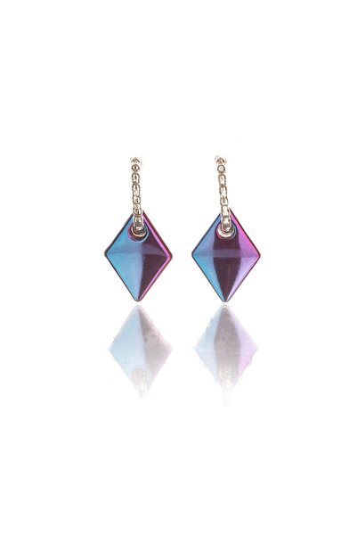 Leerybee أقراط من البلاط مضادة للحساسية باللون الفوشيا والأزرق المختلط من الكروم