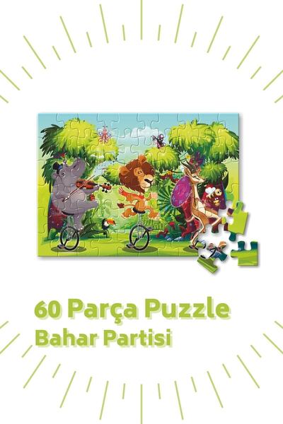 Bonkido 60 Parça Puzzle 2'li Set Dinozorlar Ve Bahar Partisi Bon80648125