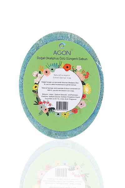 Agon إسفنجة استحمام للجسم مصنوعة يدويًا من صابون الأوكالبتوس الطبيعي 125 جرام