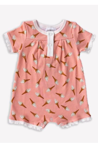 Ozmoz By Mukadder Özden Organic Ice Cream Patterned Pink Baby Girl Bodysuit & Jumpsuit