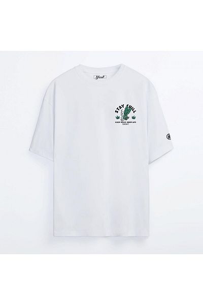 Shout Υπερμεγέθη μπλουζάκι Good Weed Good Life White Oldschool Unisex