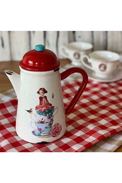 Handmadesign Kapaklı El Yapımı Seramik Sürahi Fincan Kız