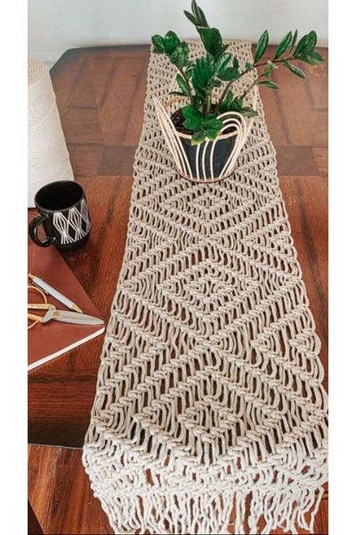 EN UCUZ MAKROME Macrame Tablecloth Runner