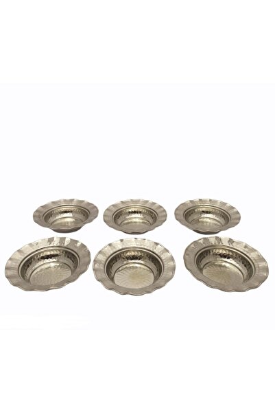 KAYSERİ BAKIRCILIK Kahvaltılık Tabak Gümüş, Küçük ,volanlı 6'lı Set