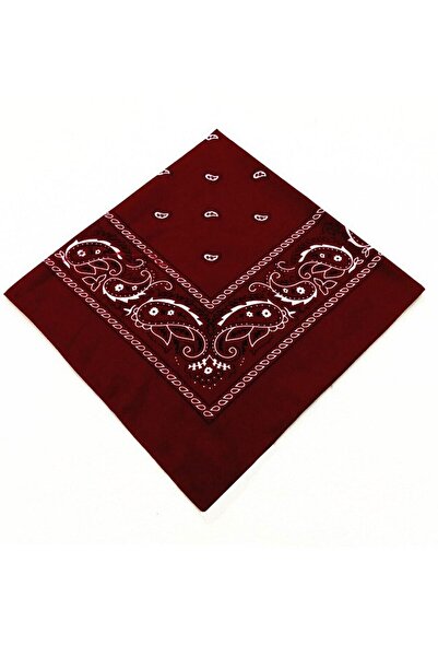 indirimsepeti Etnik Desenli Bandana Fular Kafa Bandı Unisex Açık Bordo