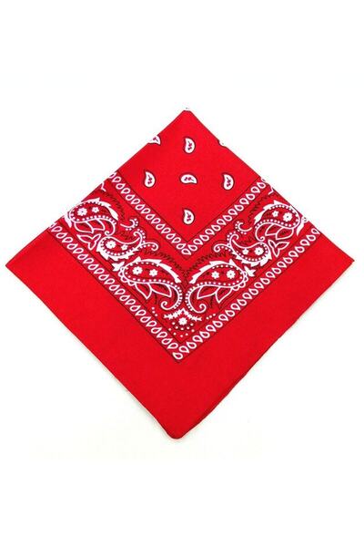 indirimsepeti Etnik Desenli Bandana Fular Kafa Bandı Unisex Kırmızı