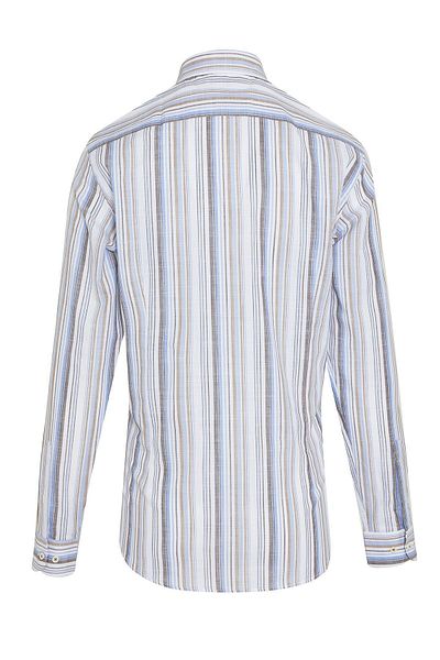 Hatemoğlu Καφέ Slim Fit ριγέ 100% βαμβακερό μακρυμάνικο πουκάμισο με λεπτή λαιμόκοψη