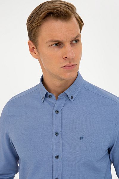 Pierre Cardin Πουκάμισο Oxford Slim Fit Navy Blue