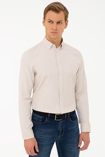 Pierre Cardin Πουκάμισο Oxford σε μπεζ Slim Fit