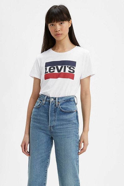 Levi white t sales shirt women's