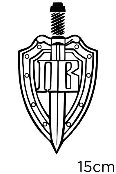 New Jargon Autocolant Noble Sword And Shield Lipire 15cm - Negru