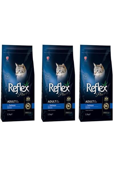 Reflex Plus Somon Balıklı Yetişkin Kedi Maması 1,5 Kg 3'lü Set