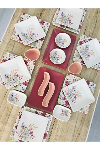 Keramika 6 Kişilik 22 Parça Bahar Kare Kahvaltı Takımı