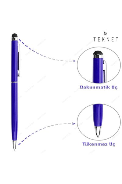 TEKNETSTORE قلم لمس متوافق مع جميع الأجهزة، قلم رسم وكتابة للهاتف اللوحي 2 في 1 مع طرف كروي