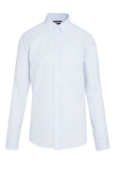 Hatemoğlu Μπλε Slim Fit εμπριμέ 100% βαμβακερό γιακά με μακρυμάνικο πουκάμισο