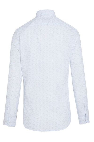 Hatemoğlu Μπλε Slim Fit εμπριμέ 100% βαμβακερό γιακά με μακρυμάνικο πουκάμισο