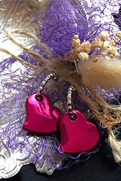 Leerybee Chrome Fuchsia Color Antiallergic Heart Earrings