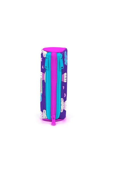 Coral High Τσάντα μολυβιού Coral High 22304 μωβ με μοτίβο γάτας με τρία διαμερίσματα