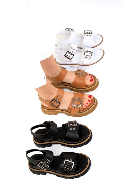 SOHO Hellbraune Damensandalen 19086