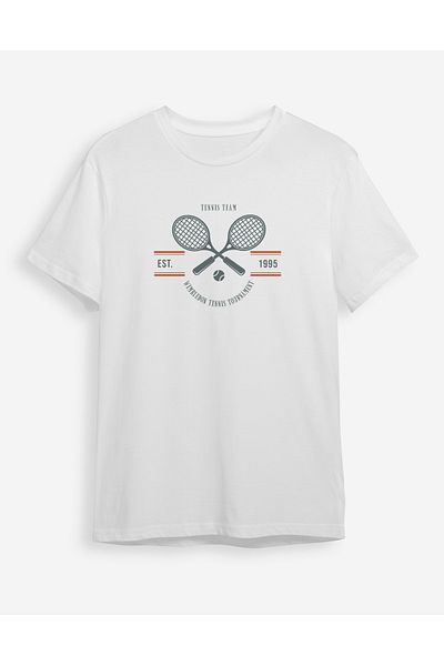 Trendyol Collection Μπλουζάκι με θέμα το τένις σε λευκό κανονικό κόψιμο - TMNSS24TS00217