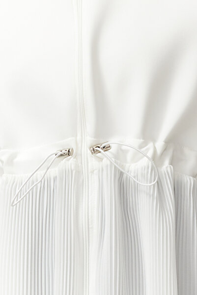 Trendyol Modest Ecru potápěčská tunika s plisovaným zipem – konec sukně potápěč Tctss24Uk00035