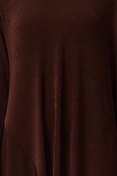 Trendyol Modest Πλεκτό Oversize Καφέ Καφτάν Φόρεμα - TCTSS24EB00037