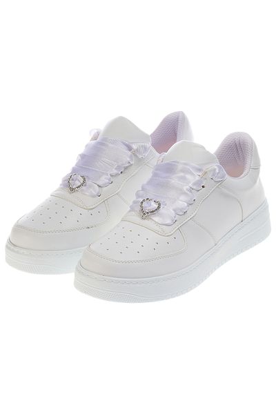 Ayakkabı Tutkusu Stilo ® Pantofi de damă cu talpă joasă din satin alb Dream Light Talpă