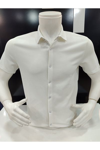 ZENGOLL & RAMİRES Cămașă pentru bărbați din țesătură WAFFLE, cu închidere pentru gard SLIM FIT