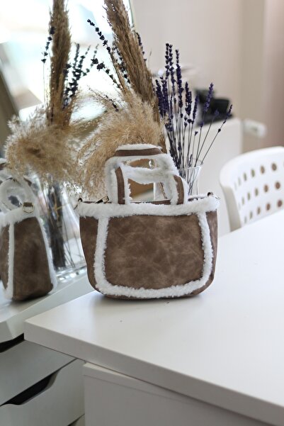 Moom Bag Ženska torbica od nerca Pliš sa detaljnom dvostrukom ručkom Ručna to...