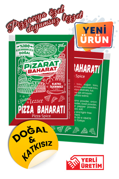 Balkan Pizarat Baharat - Tek Kullanımlık Pizza Baharatı (9000 ADET) Pizza Çeş...