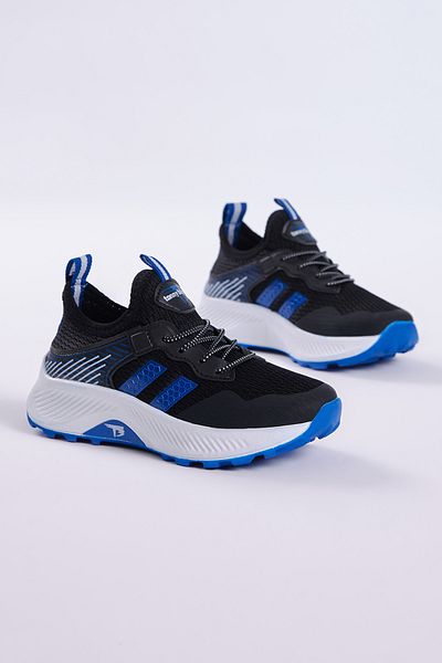 Tonny Black Dětské unisex černé saxové pohodlné šněrovací tenisky z prodyšné tkaniny