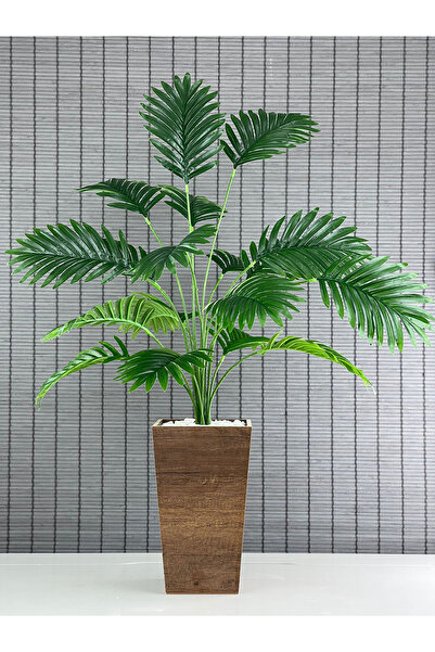 Bahçem Yapay Yapraklı Dekoratif Konik Ahşap Saksılı Palmiye Ağacı 100cm