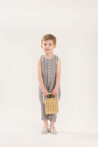 Miela Kids Ριγέ μουσελίνα ολόσωμη φόρμα