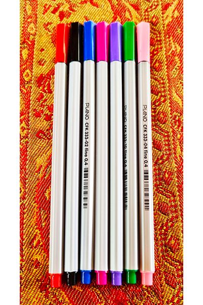 Modellino 7 Pack Pink Green Purple Fuchsia Navy Blue Black Red Piano Fineliner Felt Tip Pen