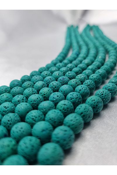 Yüksel Boncuk Σειρά από φυσική πέτρα 8 mm Lava (Πράσινη)